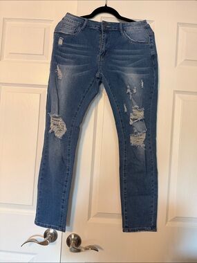 Ripped Skinny Blue Jeans